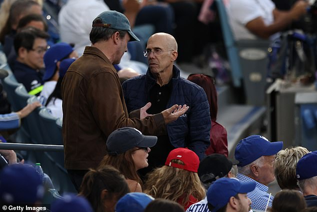 Hamm was spotted chatting with Jeffrey Katzenberg, former chairman of Walt Disney Studios