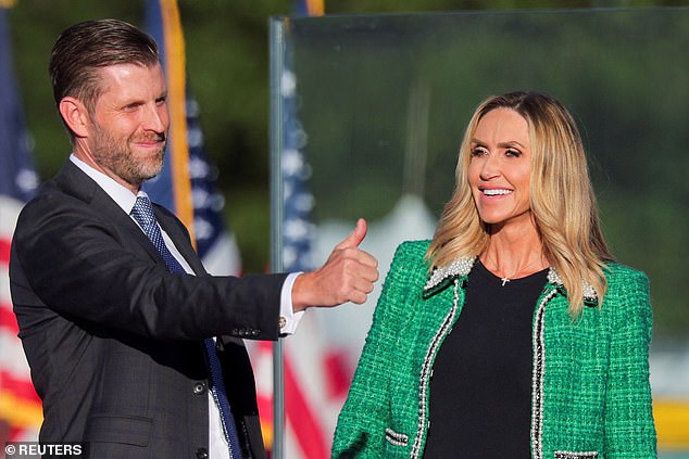 Eric and Lara Trump attend a meeting on October 5, the day Donald Trump returned to Butler, Pennsylvania, after the assassination attempt on him in July