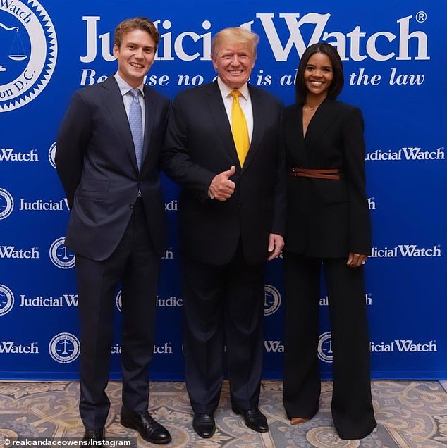 Ms. Owens has thrown her support behind Trump in his campaign for re-election (pictured together at a Judicial Watch event)