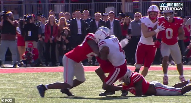 Reese was subbed out in the fourth quarter for this hit on Nebraska receiver Jahmal Banks