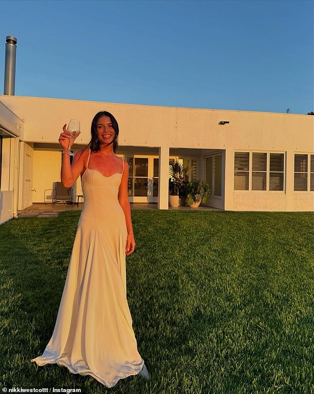 Nikki embraced bridal chic as she wore a figure-hugging white dress as she celebrated with her loved ones ahead of her wedding day