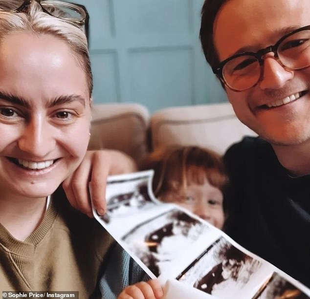 It is unclear who the babies belong to as her sister Sophie revealed in July that she was pregnant with just one girl, who was due next month (pictured)