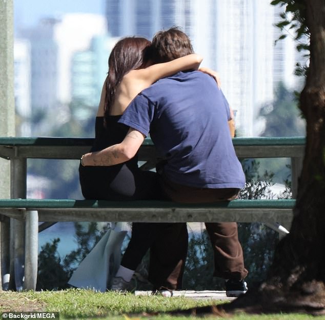 The couple were inseparable as they visited a local coffee shop before sitting at an outdoor table