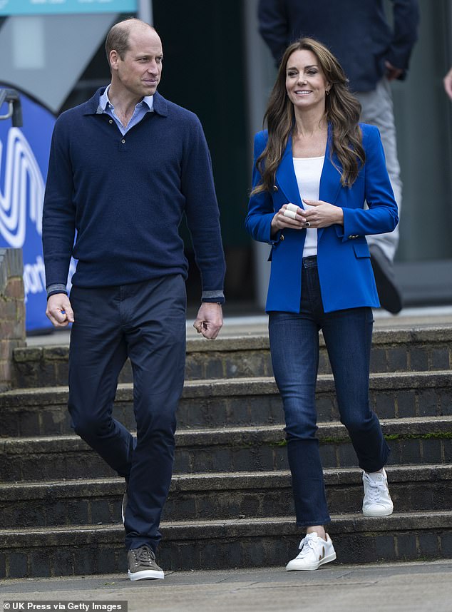 William's relaxed look reflects the kind of effortlessly stylish outfit his wife Kate would choose for a casual engagement (pictured in October 2023)