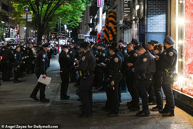 There was also a heavy police presence outside the event, with several NYPD officers lining the streets