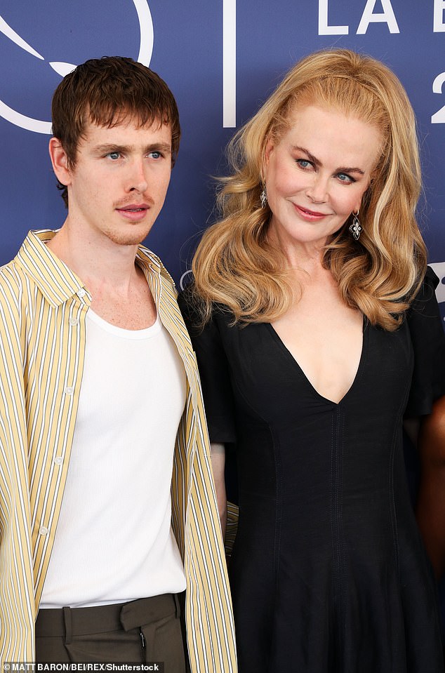 Harris Dickinson and Nicole Kidman attend the Venice International Film Festival in Italy on August 30