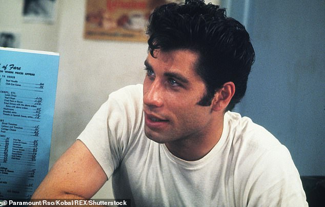 Travolta in his hit 1978 film Grease, in which he played a bad high school student