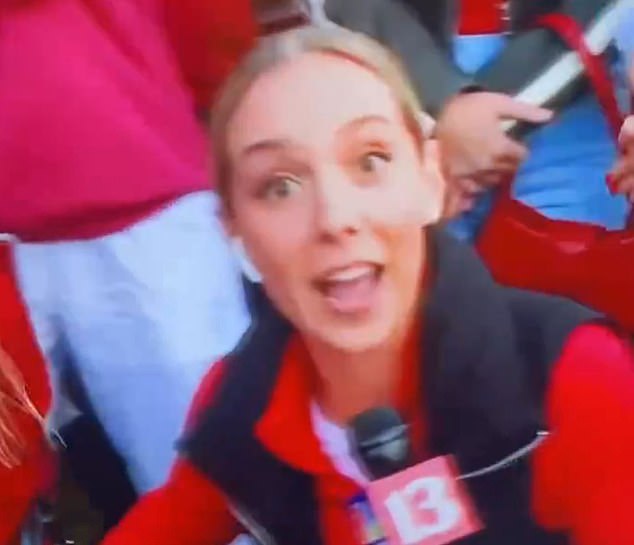 Reporter Samantha Johnson jumped in and joked that the fan said her team is 'ready to fight'