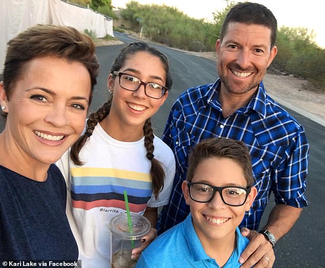 Lake with husband Jeff Halperin and children Ruby and Leo in a 2017 Facebook photo