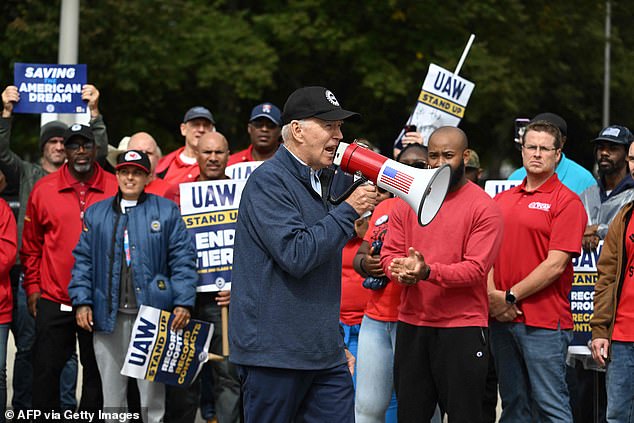 Joe Biden became the first president to walk a picket line as he sought the union vote