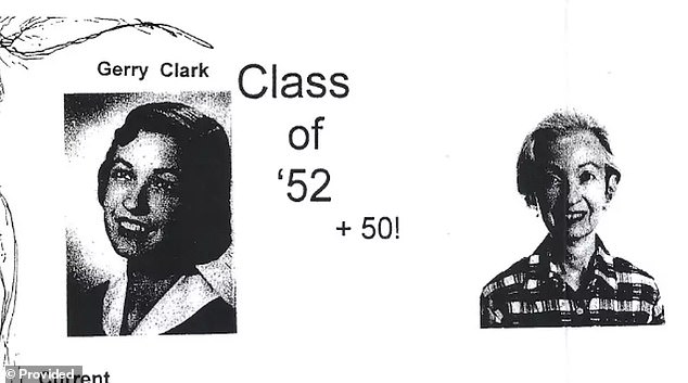 Clark, seen here in a 1952 yearbook photo and another photo 50 years later, died in 2023, seven years after the alleged scam. The group of caregivers found through an employment agency allegedly siphoned the money from her finances within that time