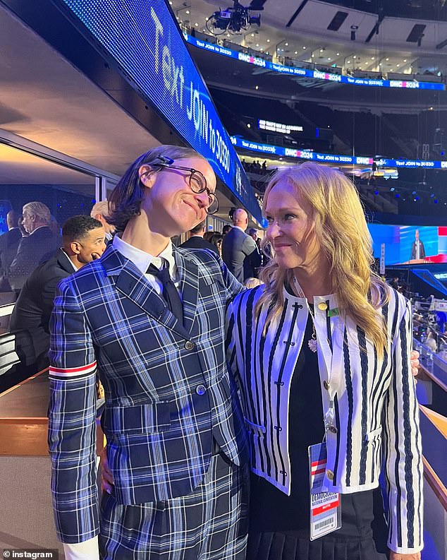 Ella is seen here at the United Center in August with her birth mother Kerstin Emhoff, when the race was considerably closer. Since then, she has been spotted in New York several times