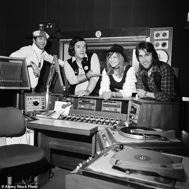 (From left to right) BBC Disc Jockey's Emperor Rosko, Alan Freeman, Annie Nightingale and Johnnie Walker