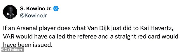 1730073741 385 Angry Arsenal fans insist Virgil van Dijk should have been