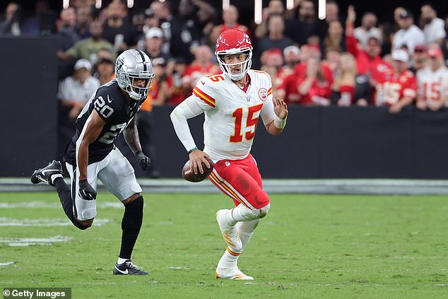 Mahomes completed 27 of 38 passes for 262 yards, two touchdowns and one interception