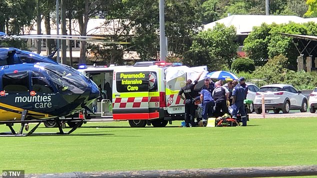 The woman was taken to Royal North Shore Hospital in a serious condition (pictured)