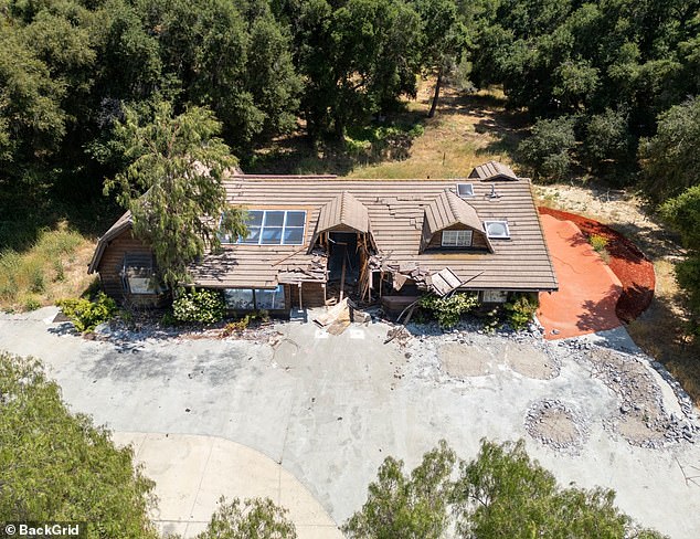 Photos taken of Kanye's Calabasas estate in July this year show the complex abandoned and now in complete ruins