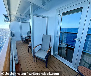 She opted for a balcony with a view when she traveled with her sisters and shared a veranda for their Grand World Voyage in 2024