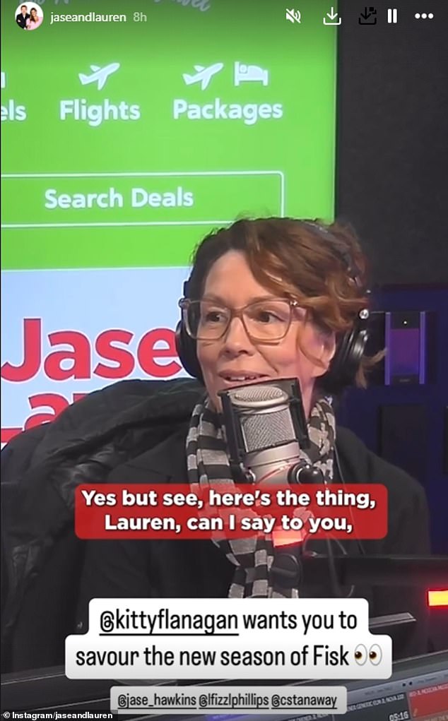 Kitty then responded with her trademark sarcasm, “Yes, but look, this is the point, Lauren. Can I tell you that it took me nine months?' “Fuck you if you want to watch it in three hours. I want you to have at least six weeks and look forward to it and enjoy it.” Pictured: Kitty Flanagan