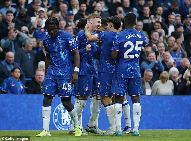 Chelsea's players celebrated during Sunday's win over Newcastle in West London