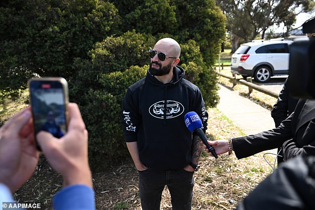 Woman's shocked brother Shaun Azzopardi speaks to media at the scene after his sister's death in South Morang, Melbourne