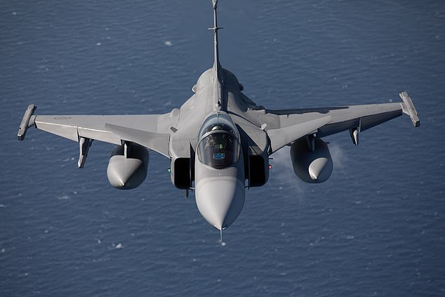 Sweden sent a JAS Gripen fighter jet (pictured) to intercept the Russian plane