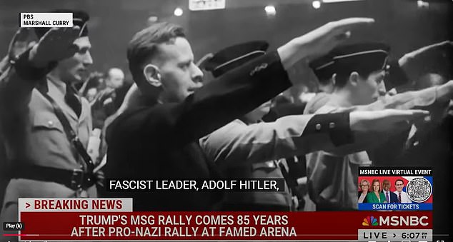 MSNBC showed footage of the Nazi rally at the Garden as Capehart accused Trump of holding a fascist event at the iconic location