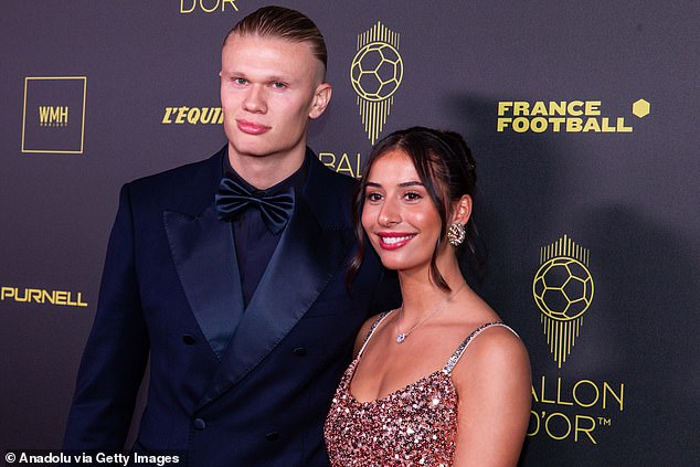 Manchester City striker Erling Haaland (left) finished second in last year's Ballon d'Or voting, but has reportedly fallen to sixth in the 2024 rankings