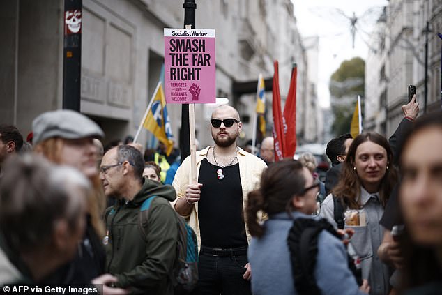 Counter-protesters from Stand Up To Racism also took to the streets of London