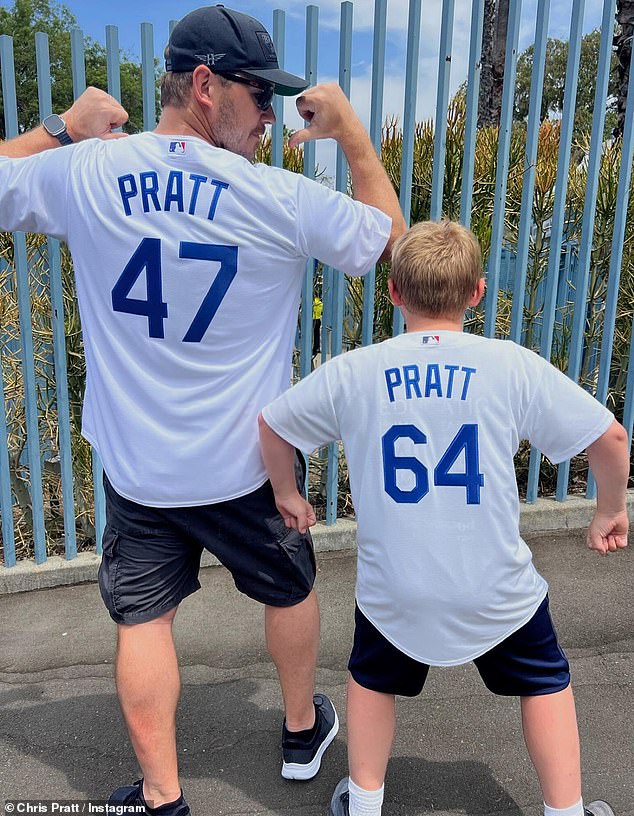 'What a day! Jack and I got to take the mound together, eat our body weight in Dodger Dogs, and deliver the opening announcement of the game!” the Parks and Recreation alum captioned a slideshow of their day at the ballpark