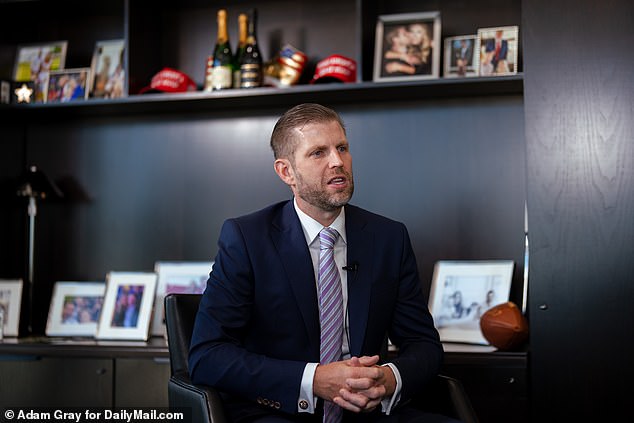 Eric Trump speaks with the Daily Mail at his office in Palm Beach, Florida, on Thursday