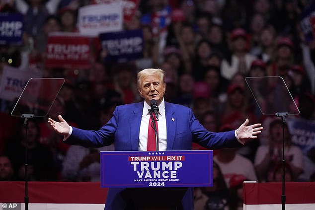 Former President Donald Trump returned to his hometown of New York City on Sunday with a massive rally for 20,000 fans at the famed Madison Square Garden - even though New York is not one of the seven swing states in the battleground