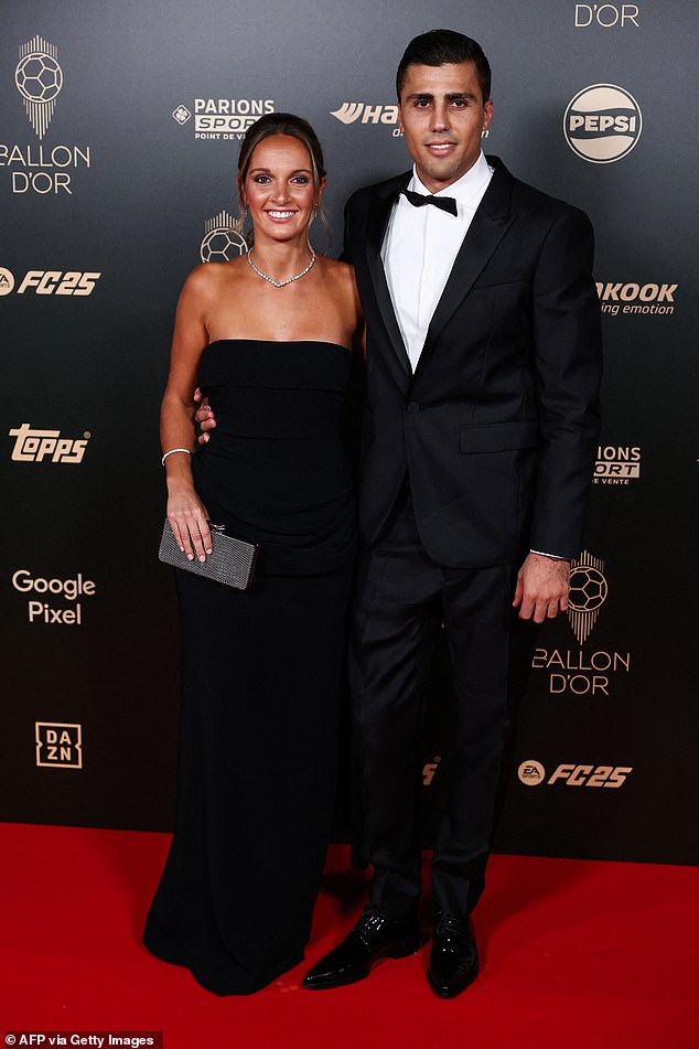 Manchester City's Rodri arrived on the red carpet with his girlfriend Laura Iglesias