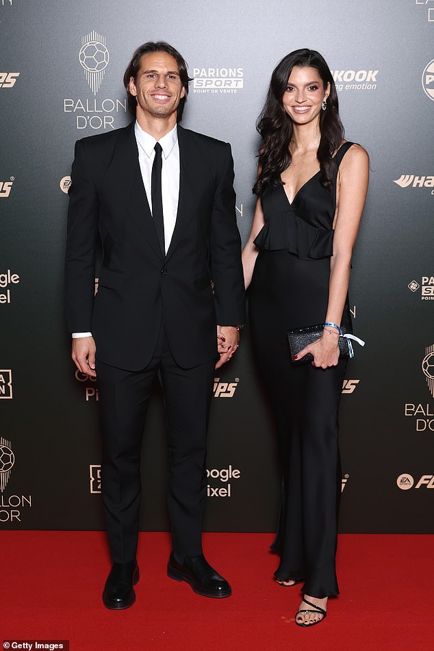 Inter Milan footballer Yann Sommer cut a dapper figure in a black suit as he posed with glamorous wife Alina