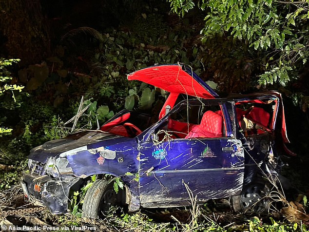 Paramedics found Whalley's modified blue Isuzu with red leather seats badly damaged in a ditch at a bend in the road in Nakhon Si Thammarat, southern Thailand