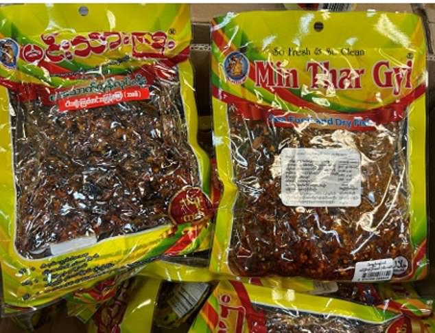 Vacuum-sealed packages of dried seafood products (pictured above) were also among the seven products illegally imported from Myanmar