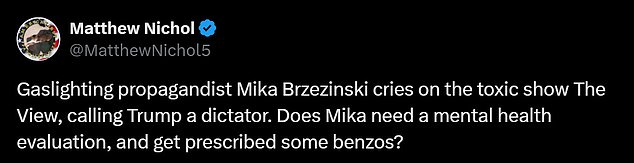 Brzezinski was quickly ridiculed by those who commented on X