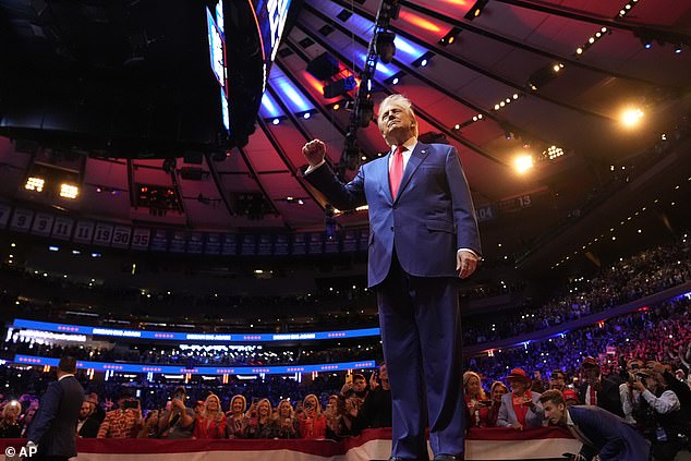 Donald Trump's arrival can be seen on Sunday during his campaign rally at Madison Square Garden