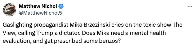 1730158469 113 MSNBC anchor Mika Brzezinski roasted for hysterically biased reaction to