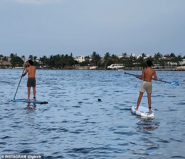 The jiu-jitsu instructor is pictured paddleboarding with Bundchen's son Benjamin