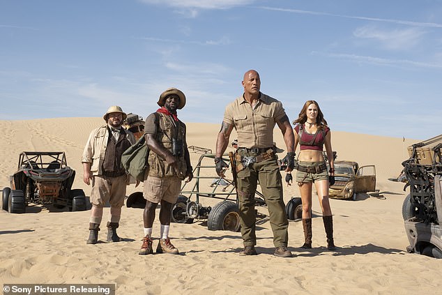 (from L-R) Jack Black, Kevin Hart, Dwayne 'The Rock' Johnson and Karen Gillan are all 'in talks' to reprise their video game characters in the action-adventure three-quel, which will likely also feature director Jake Kasdan stir