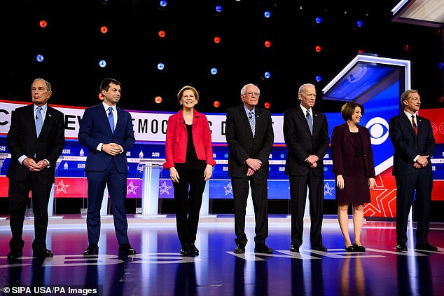 The New York Times reported that Michael Bloomberg (left) was scarred during his 2020 presidential run, where he was humiliated on stage by Senator Elizabeth Warren (third from left)