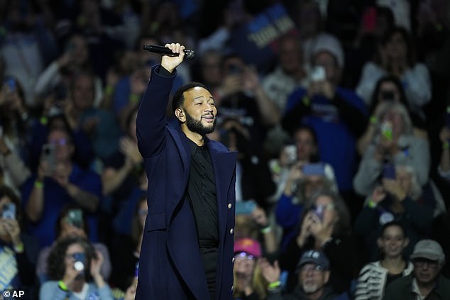 John Legend also performed at the rally in Philadelphia