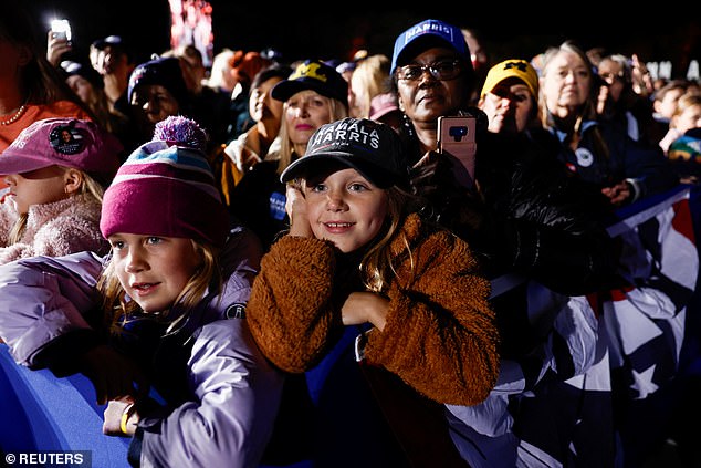 Many of the people who attended Harris' rally were students, but there were also some young families in the crowd and local seniors.