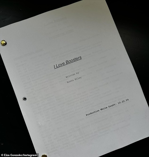 Hours earlier, Eiza posted an Instagram photo of her script for I Love Boosters, a neon film about 