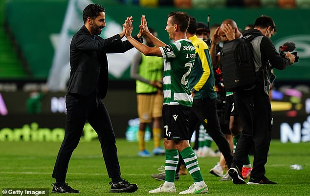 Joao Pereira, right, who played under Amorim in 2021, is expected to take charge at Sporting