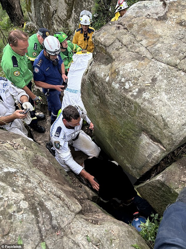 In a painstaking operation to gain access to Ms Campbell, crews had to remove seven boulders weighing between 80 and 500 kilograms