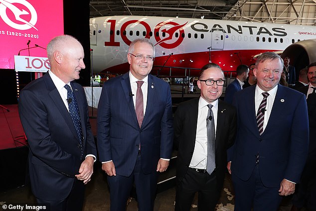 Even when Scott Morrison was Prime Minister, Mr Joyce appeared to have a close relationship with Mr Albanese (the pair are pictured at an event in 2019)