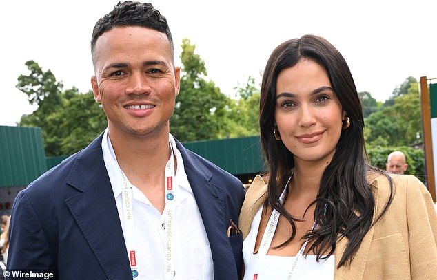 ELECTRONIC INFIDELITY: Former footballer and BBC Sport presenter Jermaine Jenas (left) admitted sending inappropriate text messages to women at the BBC while married to Ellie Penfold (right). This form of infidelity has become increasingly common with the rise of social media and can involve online flirting, having sexual conversations or exchanging explicit images.