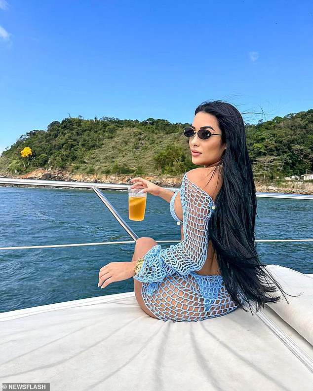 Aline (pictured in an undated photo) and her influencer boyfriend were found dead after their boat sank off a part of the Brazilian coast known as the Devil's Throat